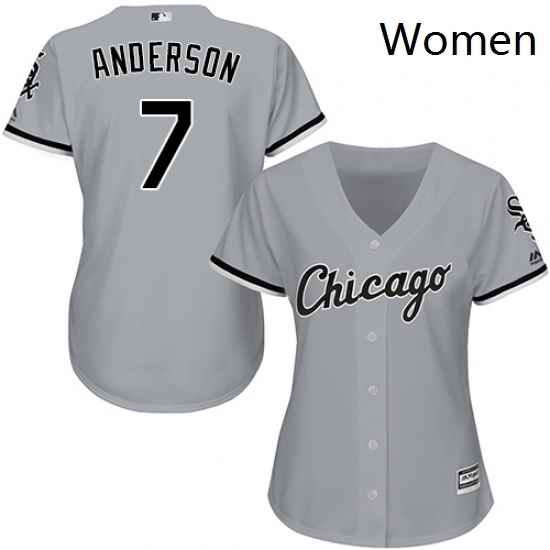 Womens Majestic Chicago White Sox 7 Tim Anderson Authentic Grey Road Cool Base MLB Jersey